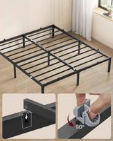 juoda metaline lova 160 200 - Lova Vasagle RMB132B01, 160x200 cm, Juodas (Black) - 6 nuotrauka