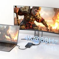 monitorius 14 - Wozinsky WDS03Y5S USB-C šakotuvas 14 viename, daugiafunkcis, aliuminis, skirtas 3 monitoriams, su 15 cm laidu - Pilkas (Gray) - 2 nuotrauka