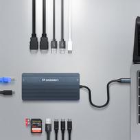 monitorius 14 - Wozinsky WDS03Y5S USB-C šakotuvas 14 viename, daugiafunkcis, aliuminis, skirtas 3 monitoriams, su 15 cm laidu - Pilkas (Gray) - 5 nuotrauka