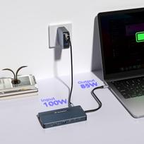 monitorius 14 - Wozinsky WDS03Y5S USB-C šakotuvas 14 viename, daugiafunkcis, aliuminis, skirtas 3 monitoriams, su 15 cm laidu - Pilkas (Gray) - 6 nuotrauka