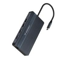 monitorius 14 - Wozinsky WDS03Y5S USB-C šakotuvas 14 viename, daugiafunkcis, aliuminis, skirtas 3 monitoriams, su 15 cm laidu - Pilkas (Gray) - 8 nuotrauka