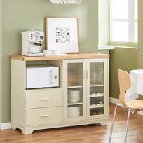 spintele mikrobangu - SoBuy Virtuvės spintelė FSB81-MI, kreminė/šviesiai ruda (Cream/Light Brown) - 2 nuotrauka