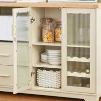 spintele mikrobangu - SoBuy Virtuvės spintelė FSB81-MI, kreminė/šviesiai ruda (Cream/Light Brown) - 4 nuotrauka