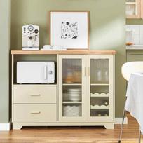 spintele mikrobangu - SoBuy Virtuvės spintelė FSB81-MI, kreminė/šviesiai ruda (Cream/Light Brown) - 9 nuotrauka