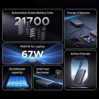 b550 - Ugreen PB550, 20000mAh, 67W, pilkas (grey) - 2 nuotrauka