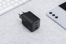 usb type c laidas - BlueStar VT-43 kelioninis įkroviklis GaN 4A 65W 2 x Type C + USB A PD QC4.0 Juodas (Black) - 3 nuotrauka