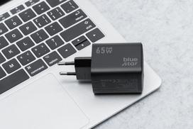 usb type c laidas - BlueStar VT-43 kelioninis įkroviklis GaN 4A 65W 2 x Type C + USB A PD QC4.0 Juodas (Black) - 4 nuotrauka