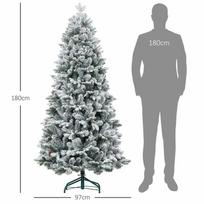 dirbtinis sniegas - HOMCOM Dirbtinė kalėdinė eglutė, 180 cm ilgio eglutė su 1489 antgaliais, dirbtiniu sniegu, sulankstomu metaliniu stovu, skirta Kalėdoms dekoruoti, žalia - Atgauk 20% - 8 nuotrauka