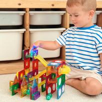 magnetines kaladeles - WOOPIE 3D magnetinių konstruktorių edukacinis rinkinys su kamuoliukų trasa, 105 vnt. - 13 nuotrauka