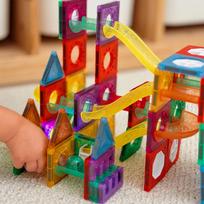 magnetines kaladeles - WOOPIE 3D magnetinių konstruktorių edukacinis rinkinys su kamuoliukų trasa, 105 vnt. - 14 nuotrauka