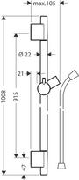 duso zarna juoda - Hansgrohe Unica`S Puro 900, 1600mm Matt Black - 2 nuotrauka