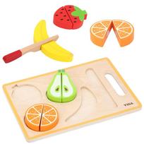 montessori zaislai - VIGA Medinė Montessori edukacinė dėlionė „Vaisiai pjaustymui“ - 3 nuotrauka