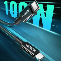 laidas usb c 2m - Ugreen US300 USB-C cable to USB-C 100W, 5A, 2m Black - 4 nuotrauka