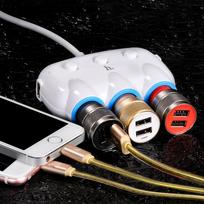 automobilinis sakotuvas - Hoco C1 su 2 USB jungtimi ir trimis 3.1A jungtimis - 3 nuotrauka