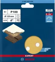 svitrinio popieriaus diskai - Šlifavimo popierius Bosch C470; 125 mm; G100, 5 vnt. - 3 nuotrauka