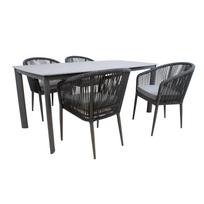 ermitazas stalai - Lauko baldų komplektas Home4you Ecco 5 Piece Set, pilkas, 4 vietų - 4 nuotrauka