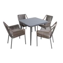 lauko stalai senukai - Lauko baldų komplektas Home4you Andros 5 Piece Set, pilkas/rudas, 4 vietų - 4 nuotrauka