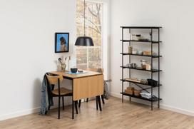 valgomojo stalai - Valgomojo stalas išskleidžiamas Home4you Roxby AC91467, rudas/juodas, 80 - 120 cm x 80 cm x 76 cm - 5 nuotrauka