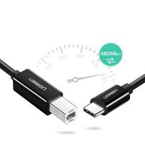 usb to c - Ugreen US241 Printer Cable USB-C 2.0 to USB-B 1m Black - 3 nuotrauka