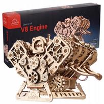 3d puzzle - Ugears 3D medinė mechaninė dėlionė V8 variklis - 1 nuotrauka
