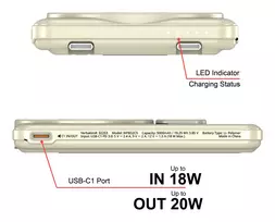 power bank wireless - Verbatim Charge'n'Go 2C, 5000mAh, belaidis, auksinis - 2 nuotrauka