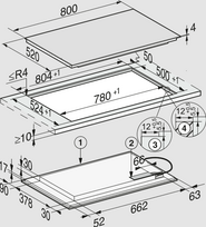 miele kaitlentes indukcines - Miele KM 7576 FL MattFinish, 12382880, 80 cm - 2 nuotrauka