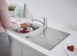 kriaukle is nerudijancio plieno - Nerūdijančio plieno plautuvės ir maišytuvo komplektas Grohe 31565SD0 - 3 nuotrauka