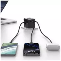 travel adapter - USAMS CC308 Kelioninis įkroviklis 2xUSB-C 17W 4in1 US/AU/EU/UK Juodas (Black) - 2 nuotrauka