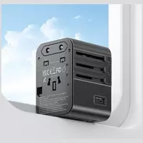 travel adapter - USAMS CC308 Kelioninis įkroviklis 2xUSB-C 17W 4in1 US/AU/EU/UK Juodas (Black) - 3 nuotrauka