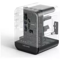 travel adapter - USAMS CC308 Kelioninis įkroviklis 2xUSB-C 17W 4in1 US/AU/EU/UK Juodas (Black) - 5 nuotrauka