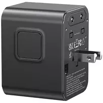 travel adapter - USAMS CC308 Kelioninis įkroviklis 2xUSB-C 17W 4in1 US/AU/EU/UK Juodas (Black) - 6 nuotrauka