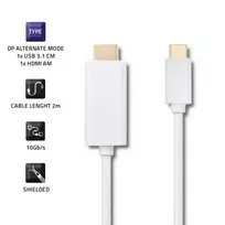 laidas usb c 2m - Qoltec Cable USB 3.1 C Male / HDMI Male 2m White - 3 nuotrauka