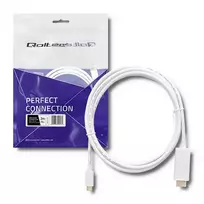 laidas usb c 2m - Qoltec Cable USB 3.1 C Male / HDMI Male 2m White - 4 nuotrauka
