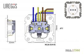 liregus jungiklis epsilon - Kištukinis lizdas Liregus Epsilon IKL16-214-01 E/MT, su įžeminimu, metalo sp. - 2 nuotrauka