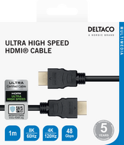 hdmi arc - DELTACO Ultra High Speed HDMI, ARC, QMS, 8K in 60Hz, 4K UHD in 120Hz, 1m, juodas / HU-10-R - 2 nuotrauka