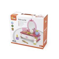medinis kosmetinis staliukas - Viga 44571 Rožinis (Pink) medinis makiažo staliukas su veidrodžiu ir priedais - 3 nuotrauka