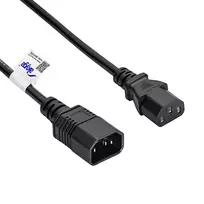 maitinimo laidas c13 - Akyga Power Cable IEC C13 / IEC C14 3m Black - 2 nuotrauka