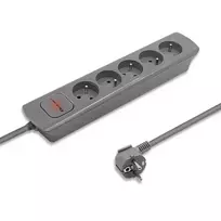ilgintuvas rite - Qoltec 50275 Maitinimo juosta 5 lizdai 1,8 m Pilkas (Grey) - 6 nuotrauka
