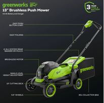 akumuliatorine zoliapjove - Greenworks MO24L411-01, 33 cm - 11 nuotrauka