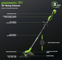 akumuliatorine zoliapjove - Greenworks ST24L02-01, 24 V - 7 nuotrauka