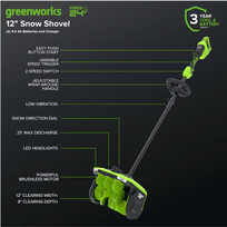 sniego valytuvai - Greenworks SS3002A2 Akumuliatorinis sniego valytuvas, 30 cm - 13 nuotrauka