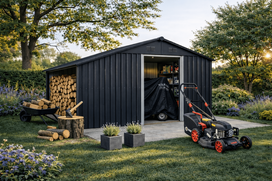 sandeliukas - Metalinis sodo sandėliukas su malkine, 9,35 m², antracito (Anthracite) - 2 nuotrauka