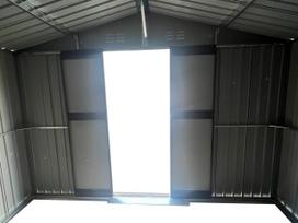 sandeliukas - Metalinis sodo sandėliukas su malkine, 9,35 m², antracito (Anthracite) - 10 nuotrauka
