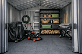 sandeliukas - Metalinis sodo sandėliukas su malkine, 9,35 m², antracito (Anthracite) - 25 nuotrauka