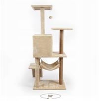 liniuote - Mersjo Comfort Line draskyklė katėms su nameliu, gultu ir žaislu, smėlinė (Beige) - 5 nuotrauka