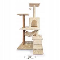 liniuote - Mersjo Comfort Line draskyklė katėms su nameliu, gultu ir žaislu, smėlinė (Beige) - 6 nuotrauka