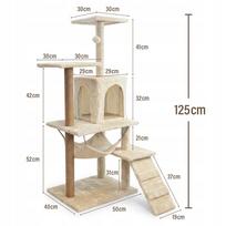 liniuote - Mersjo Comfort Line draskyklė katėms su nameliu, gultu ir žaislu, smėlinė (Beige) - 8 nuotrauka
