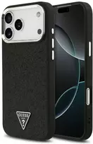 Guess Glitter Triangle Logo MagSafe Case for iPhone 17 Pro Max - Black