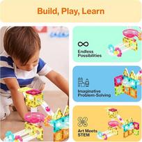 marble run - Picasso Tiles magnetinis konstruktorius Marble Run 45 det. PTMG45 - 2 nuotrauka