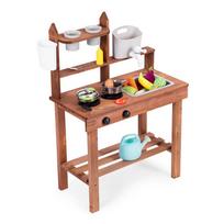 lauko virtuvele - ECOTOYS Vaikų lauko virtuvėlė iš eglės medienos 59.5cm x 29.5cm x 84.5cm - 2 nuotrauka
